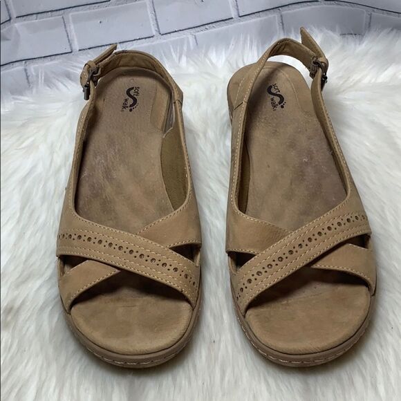 SoftWalk Tan Cross Strap Suede Sling Sandal Sz 11 - Picture 2 of 6